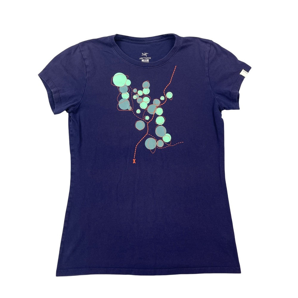 Arc'teryx Boulder Trail Graphic T-Shirt Womens Medium Blue Short Sleeve Cotton